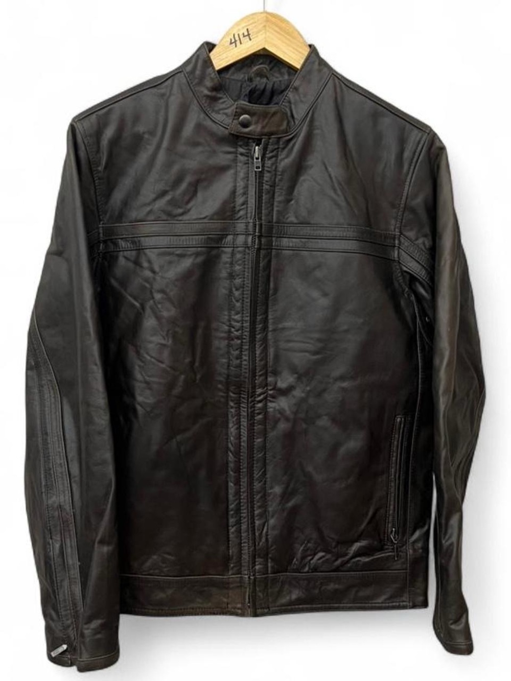 Mens Verona Brown Biker Leather Jacket size Small NWT